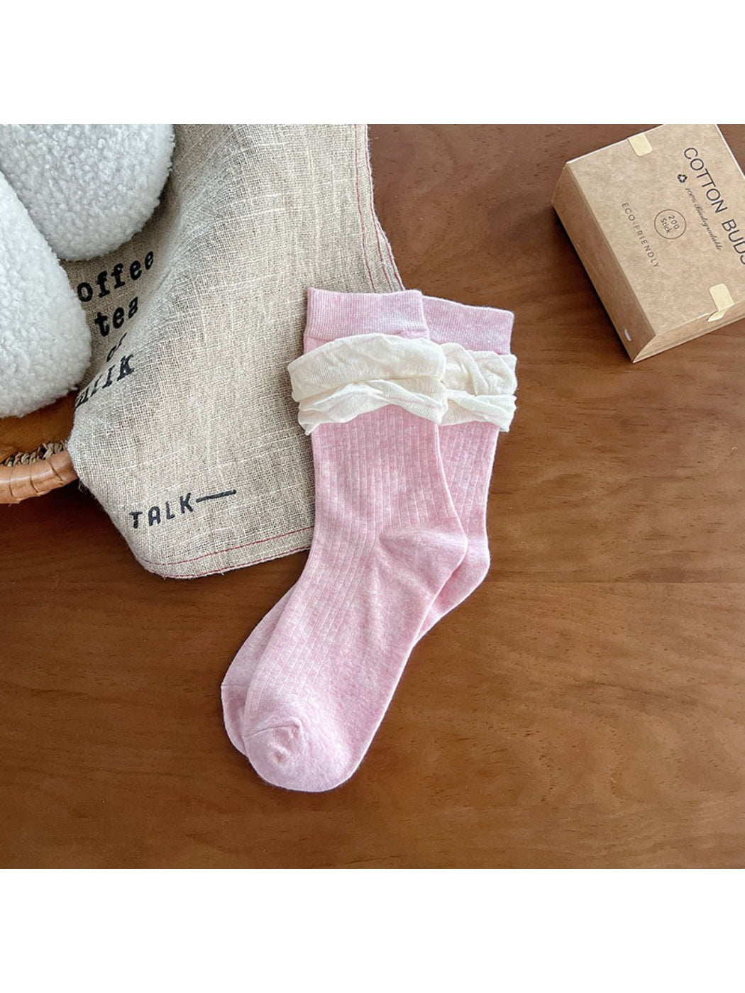 Rufia - Layered Ruffle Cozy Crew Socks