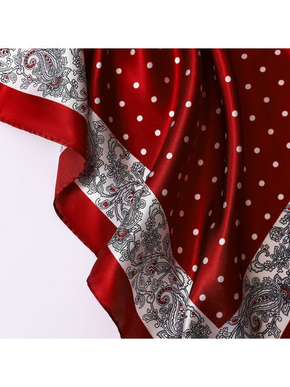 Scarvii - Polka Dot Printed Border Square Scarf