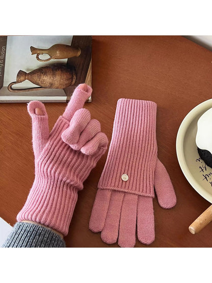 Gloving - Women's Layered Ribbed Knit Winter Gloves