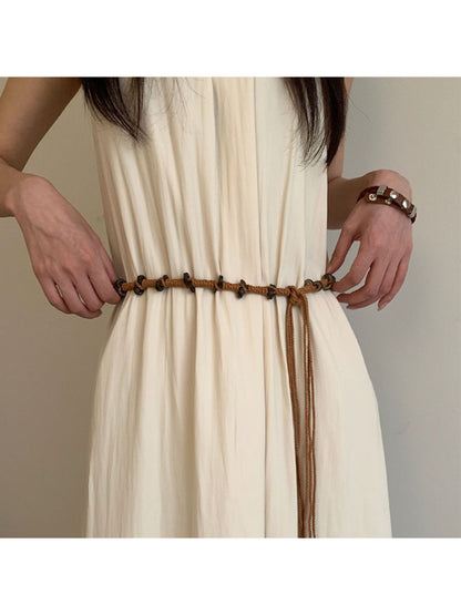 Close-up of Beco knotted rope belt showing detailed twisted rope texture