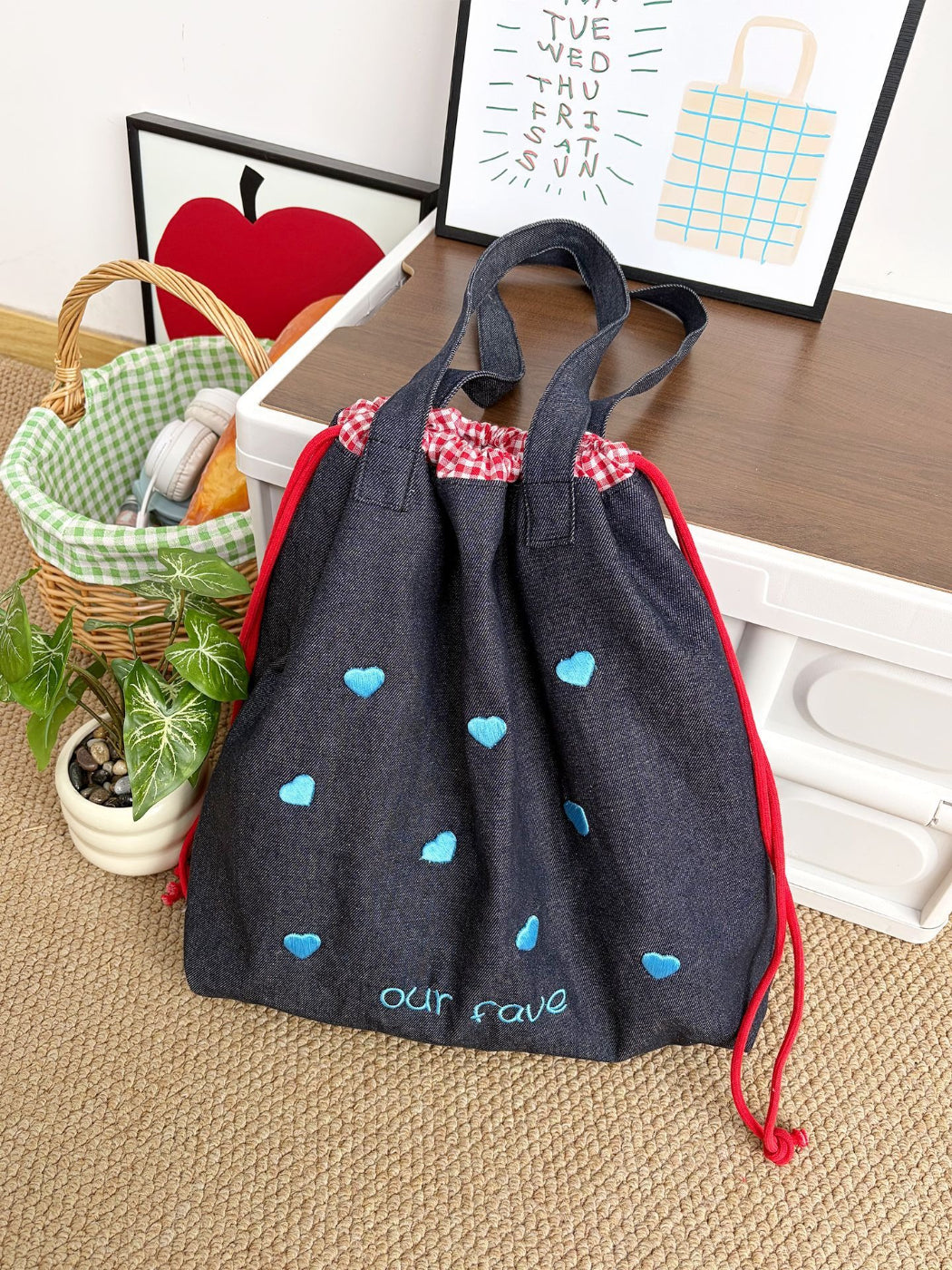 Cosbai Polka Dot Slouchy Shoulder Bag worn on shoulder showing size and fit
