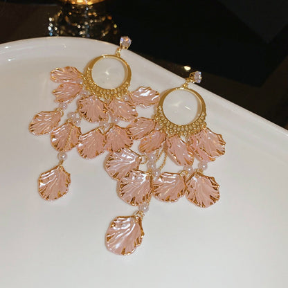 Earwish - Pink Shell Dreamcatcher Earrings - Dreamy & Chic