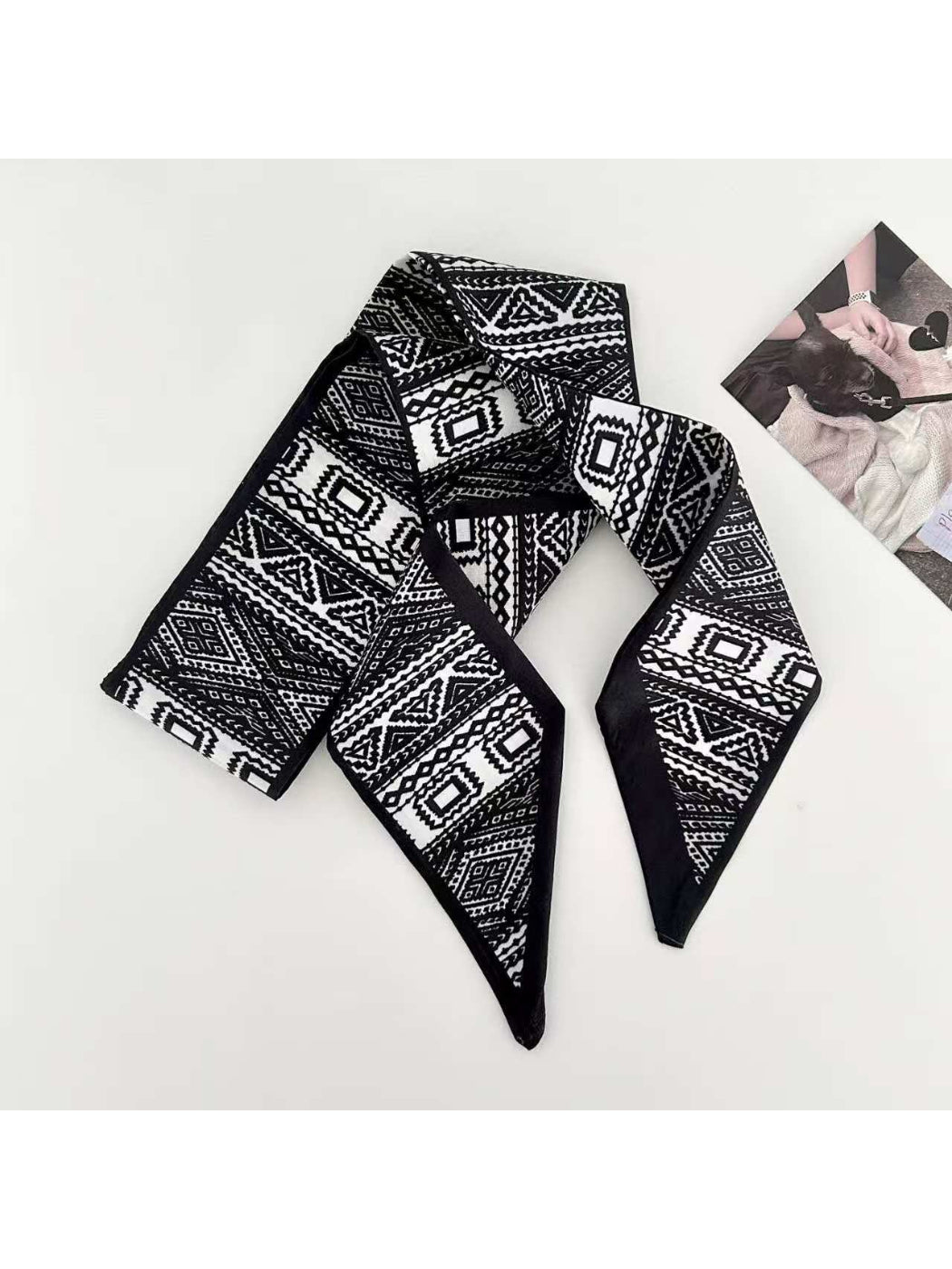 Scarvii Geometric Weave Pattern Skinny Scarf