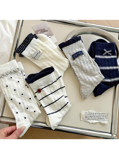 Rufia - Classic Patterns Minimalist Style Crew Socks