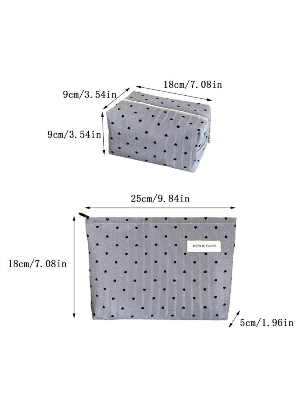 Cosbai Everyday Minimal Heart Makeup Pouch displayed on a white surface
