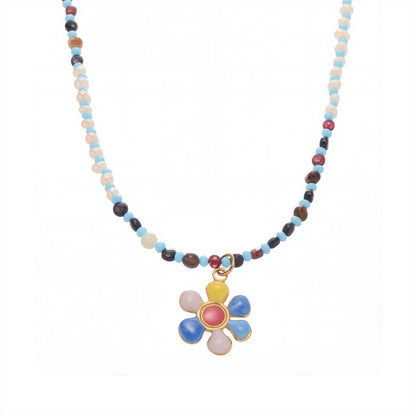 Bauai - Colorful Flat Bead Pendant Necklace - Elegant & Charming