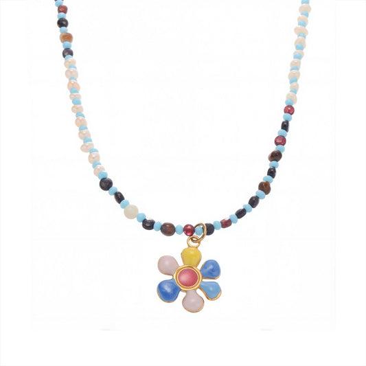 Bauai - Colorful Flat Bead Pendant Necklace - Elegant & Charming