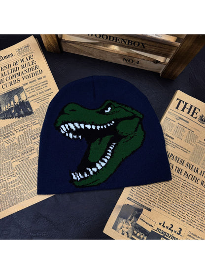 Haila - Dinosaur Graphic Knit Slouchy Beanie