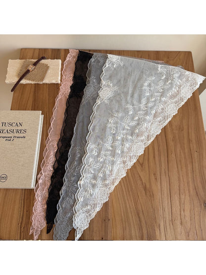 Scarvii - Rose Floral Lace Triangle Scarf