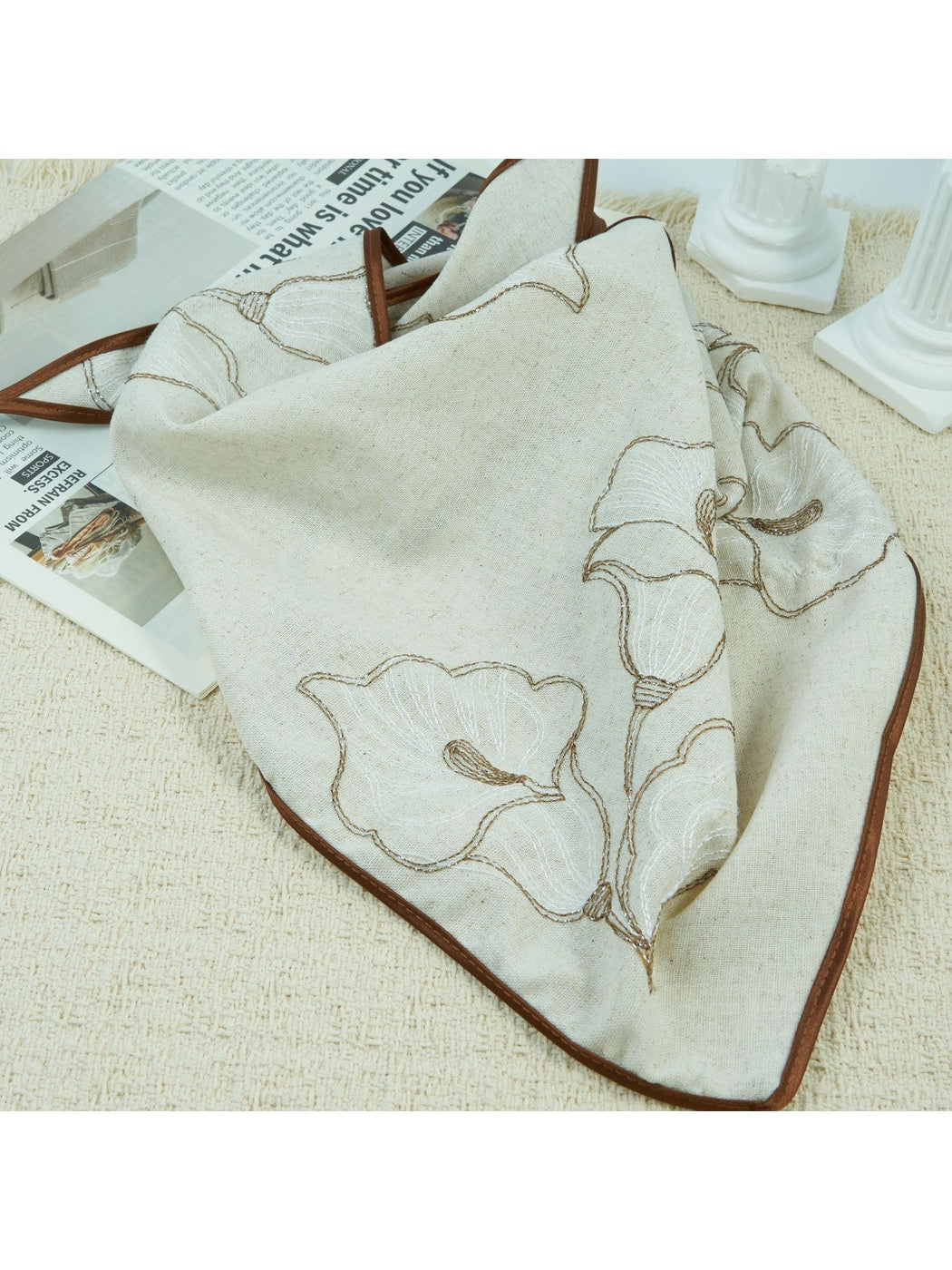 Scarvii Minimal Floral Embroidered Bandana Scarf product image
