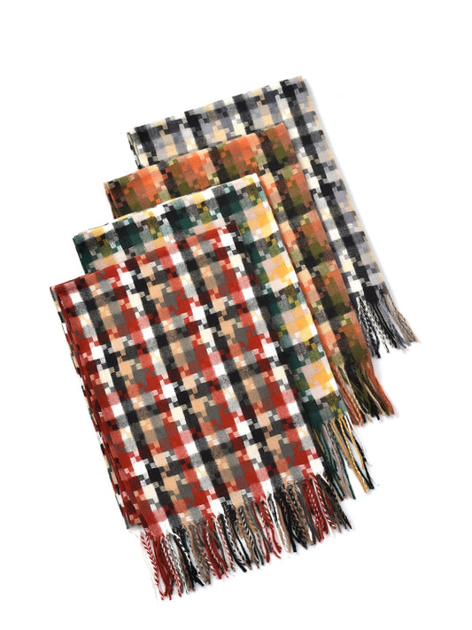 Scarvii – Pixel Plaid Fringe Scarf