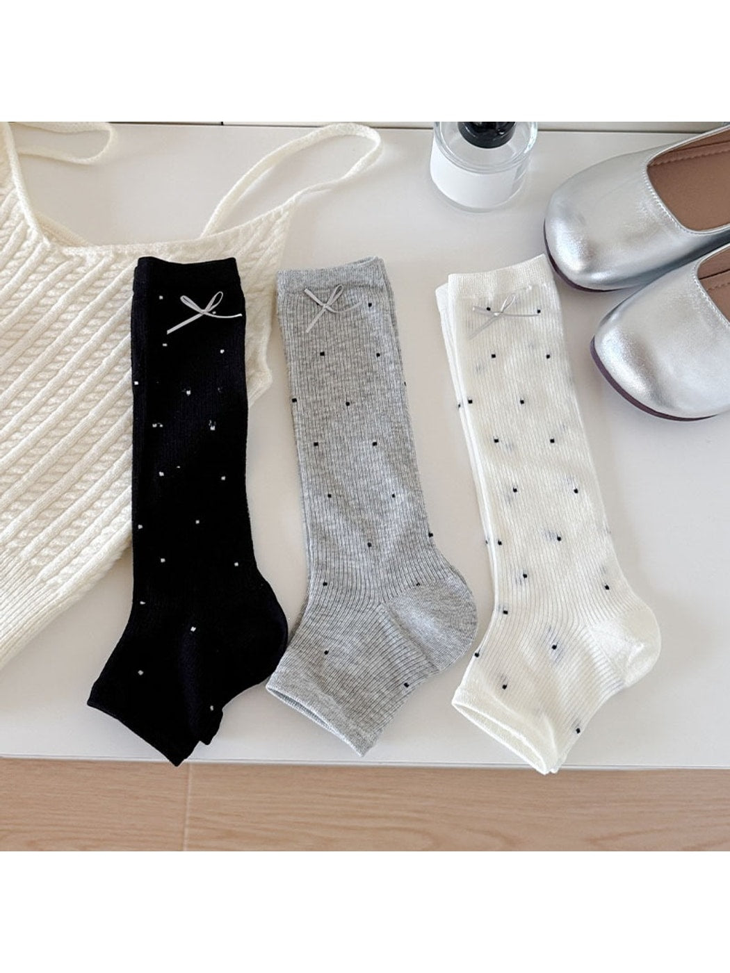 Rufia - Polka Dot Bow Detail Socks
