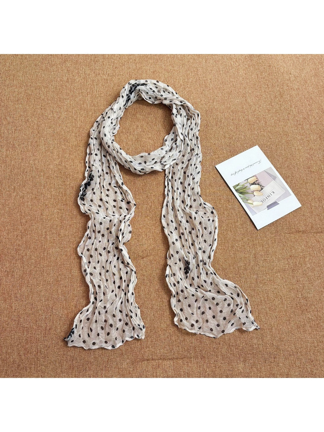 Scarvii - Crinkled Polka Dot Flower Pattern Scarf