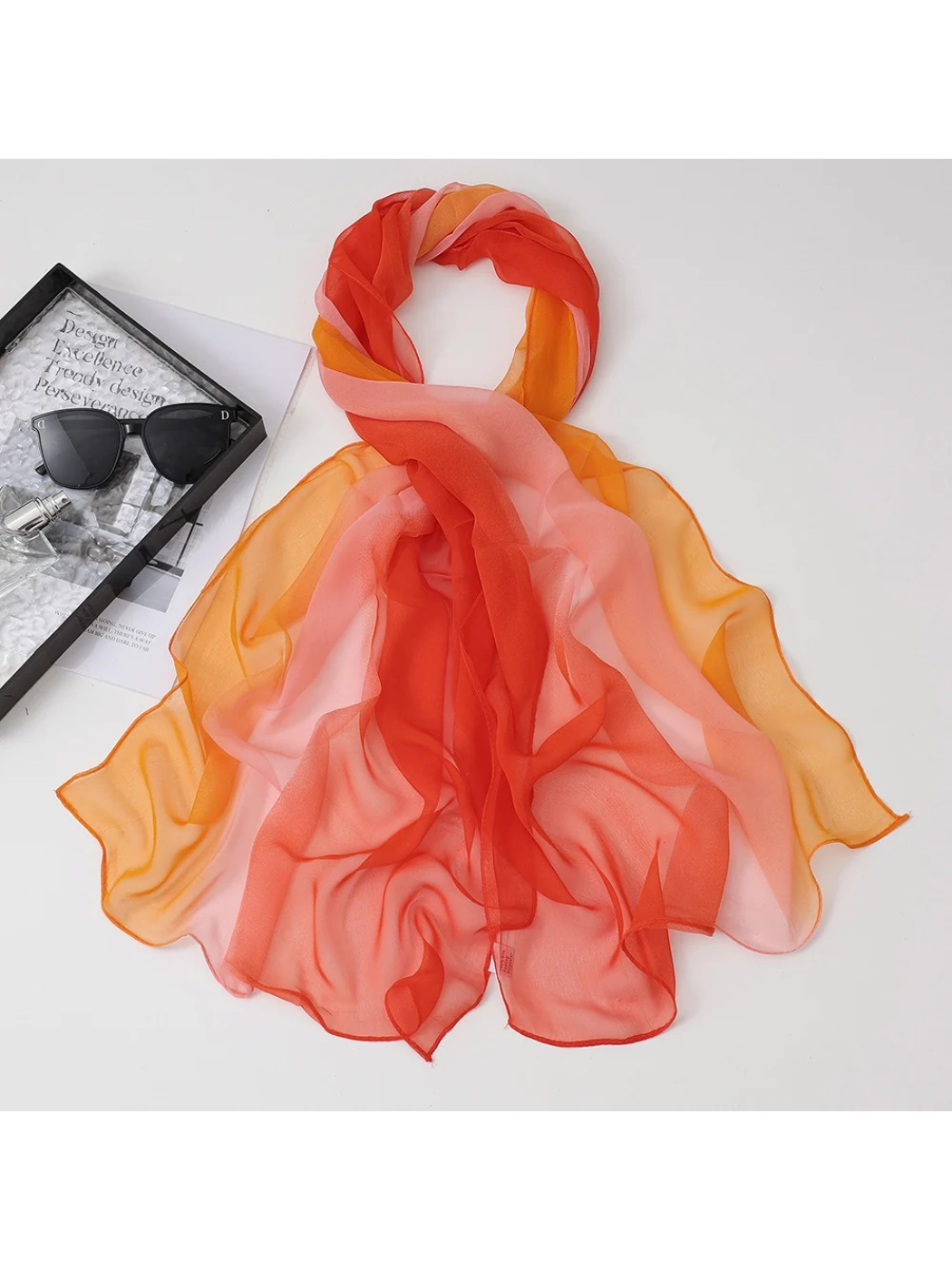 Scarvii - Gradient Color Block Sheer Scarf