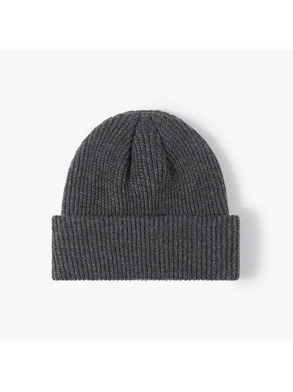 Haila - Solid Ribbed Cuffed Acrylic Knit Beanie