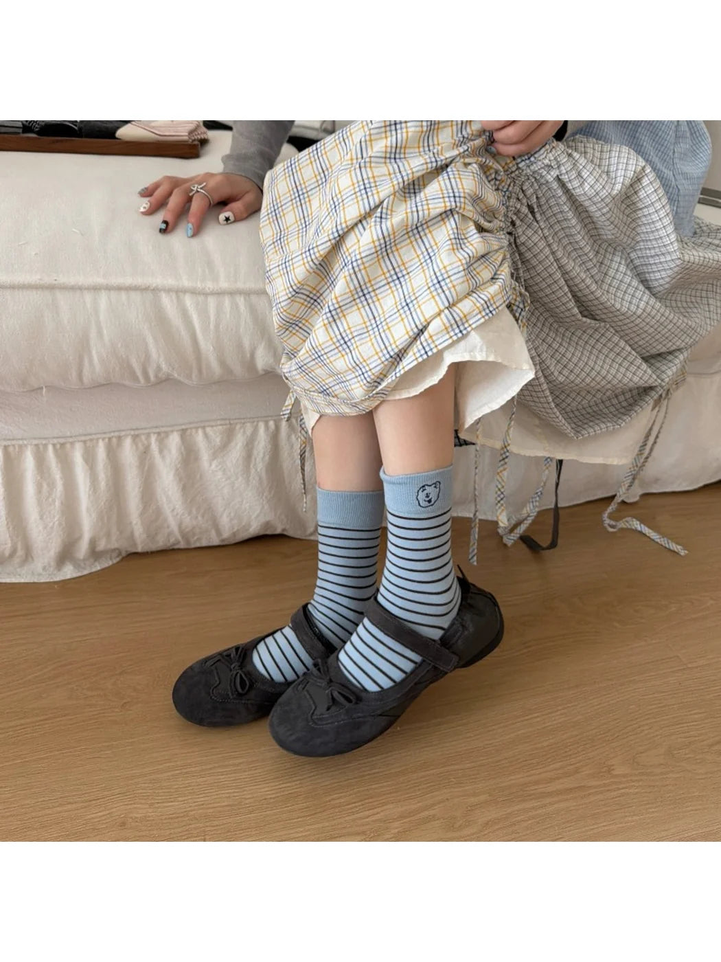 Rufia - Animal Face and Stripe Crew Socks