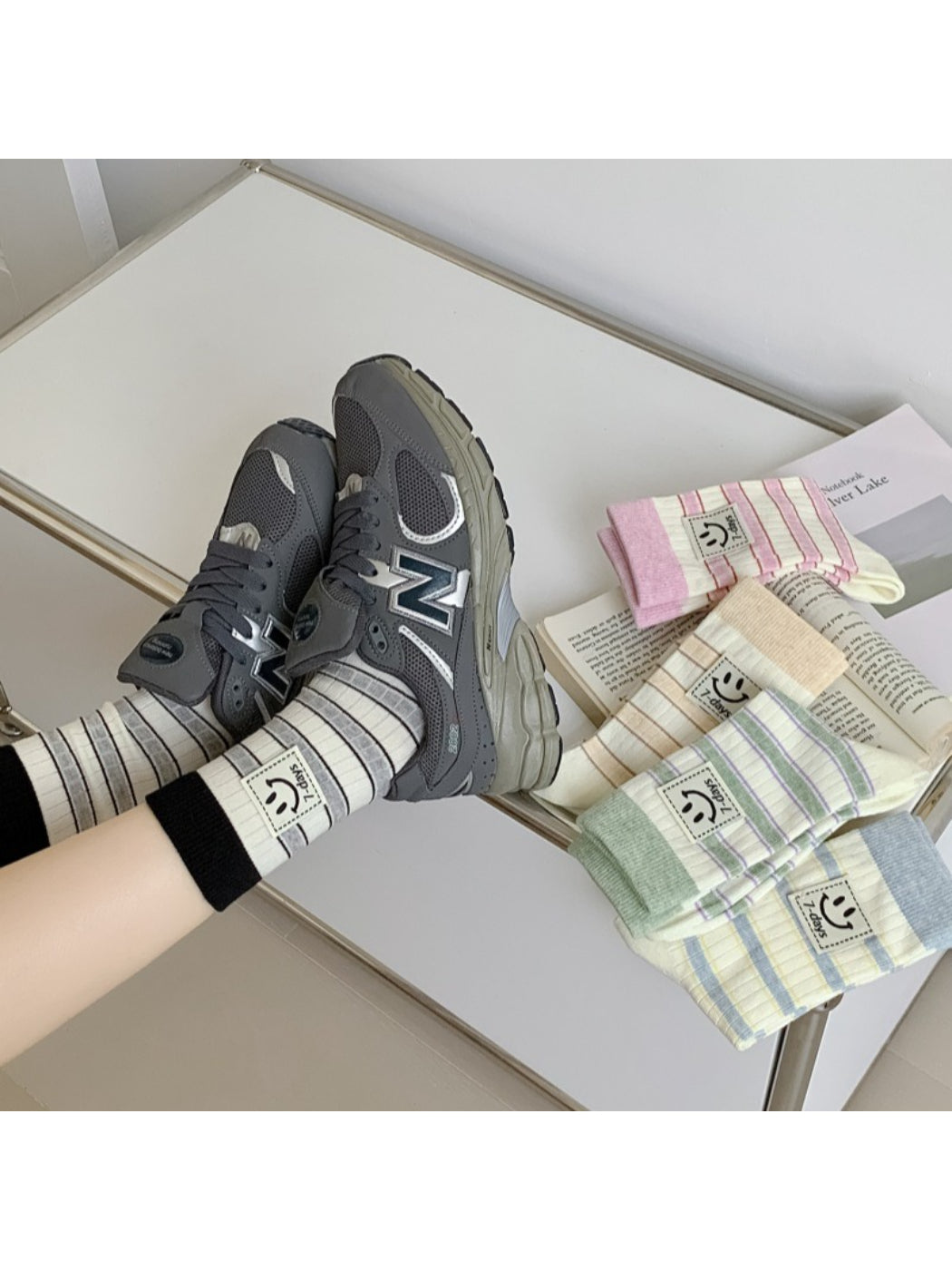 Rufia - Smile Patch Stripe Crew Socks product image 3