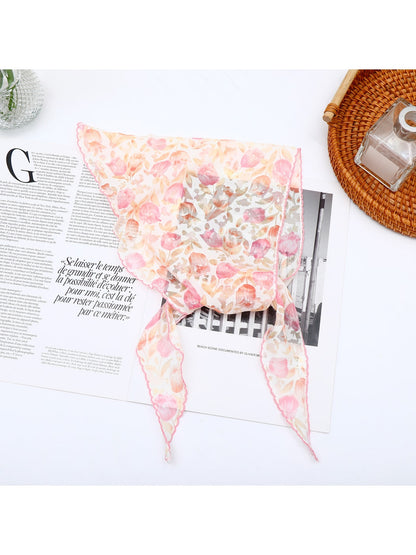 Scarvii - Bright Floral Printed Decorative Triangle Bandana