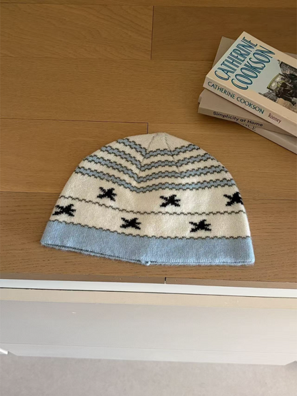 Haila - Retro Fair Isle Pattern Knit Beanie