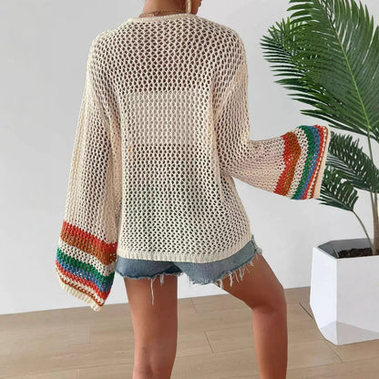 Crosa Bohemian Rainbow Crochet Cardigan accessory detail view