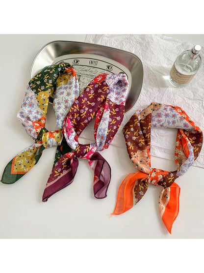 Scarvii - Spring Color Block Floral Square Headscarf