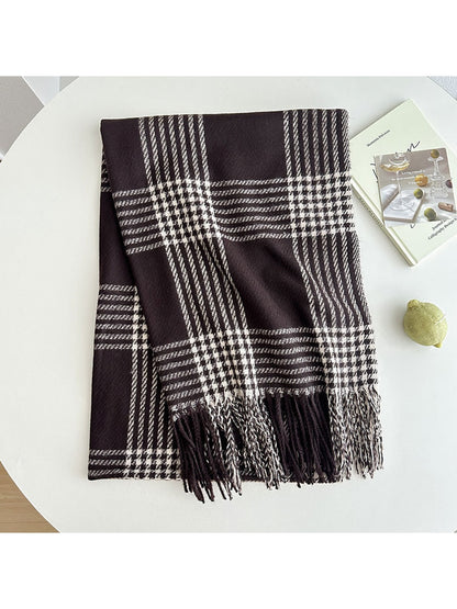 Scarvii - Long Plaid Draped Tassel Winter Scarf