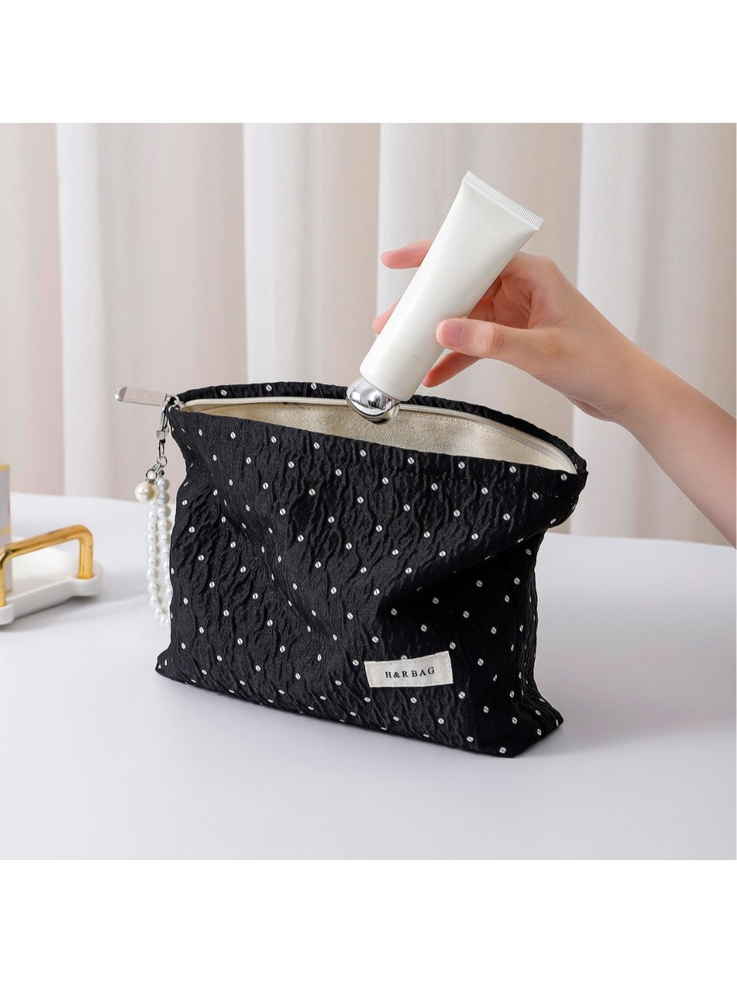 Cosbai - Polka Dot Makeup Bag Travel Storage Pouch Bag
