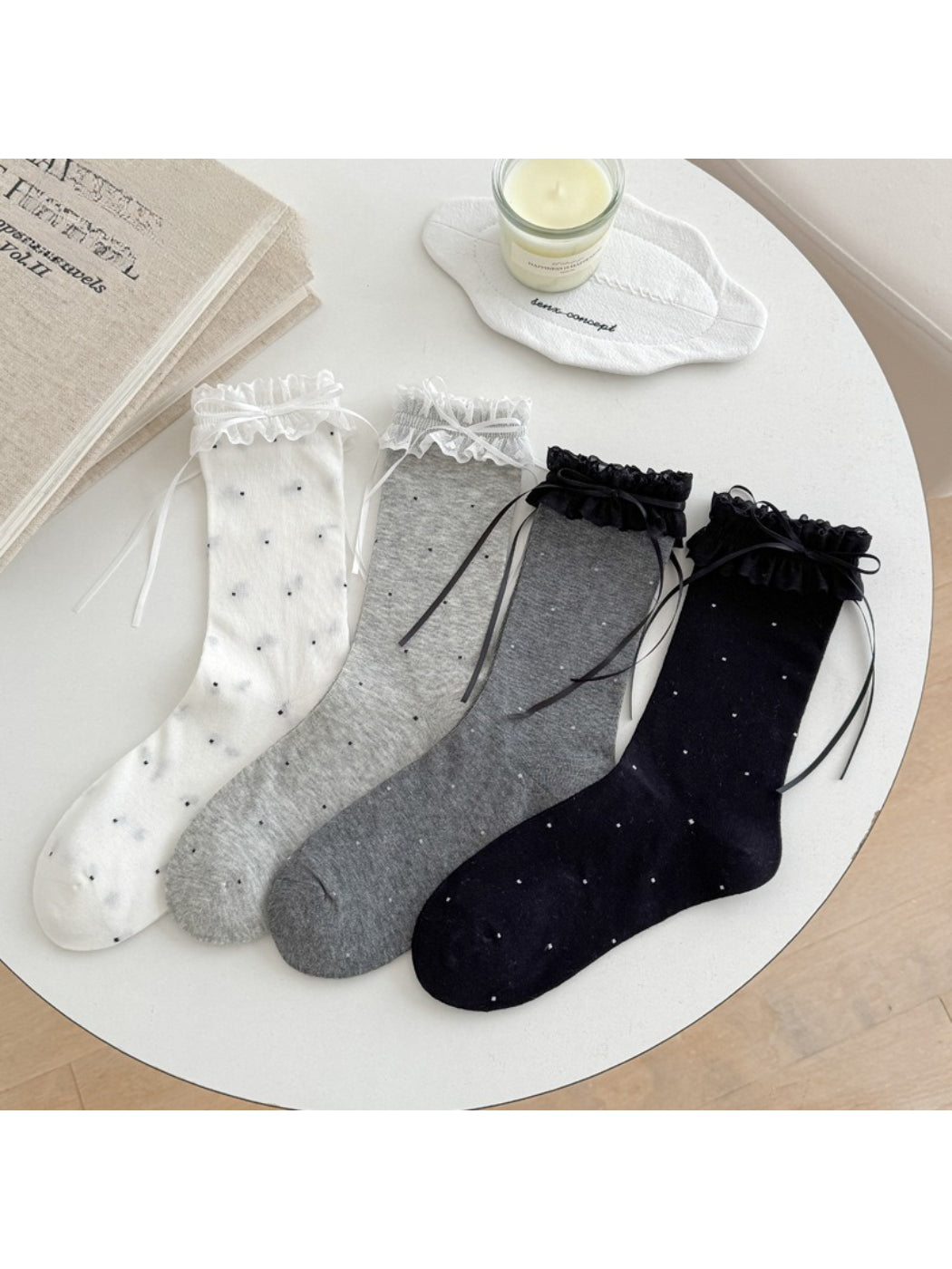 Rufia - Sweet Dot Ruffle Edge Crew Socks product image 1