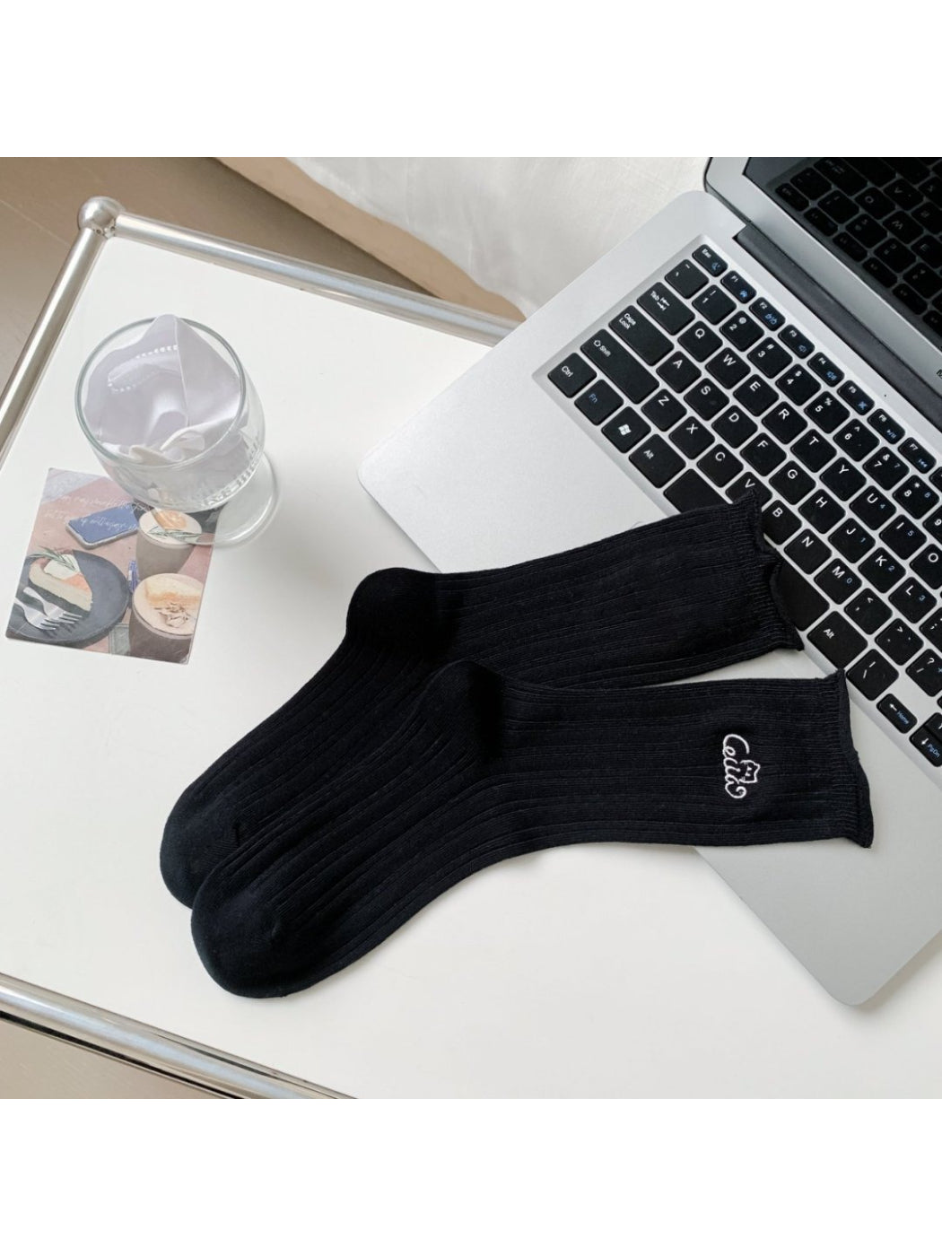 Rufia - Cat Embroidery Ribbed Crew Socks product image 4