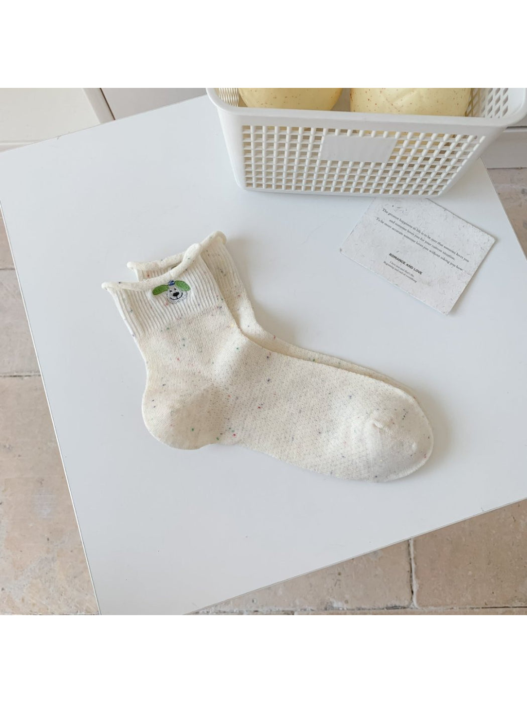 Rufia - Cute Icon Speckled Ankle Crew Socks