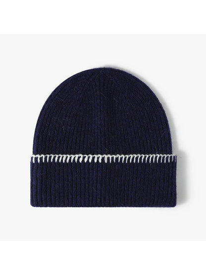 Haila - Contrast-Stitch Cuffed Knit Beanie