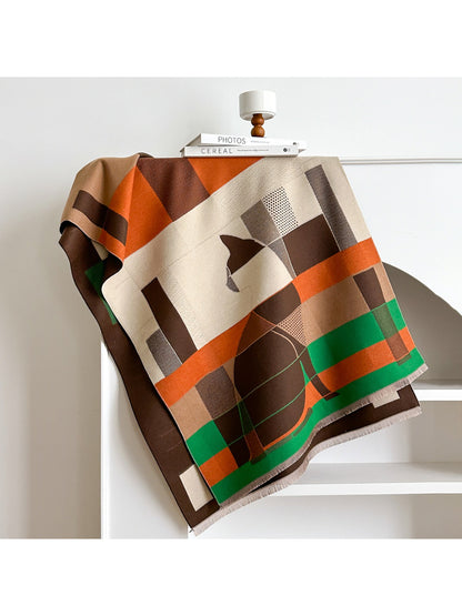 Scarvii – Geometric Print Fringe Scarf & Wrap