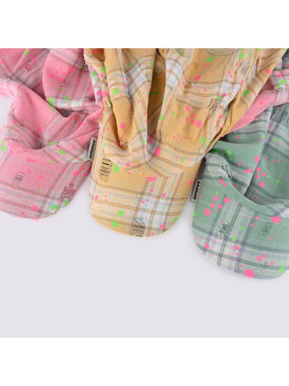 Haila - Graffiti Style Plaid Pattern Headscarf Cap