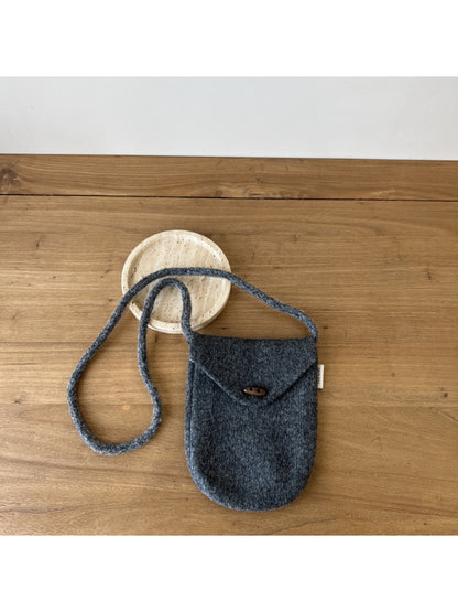 Cosbai - Rounded Knit Crossbody Bag with Button Flap