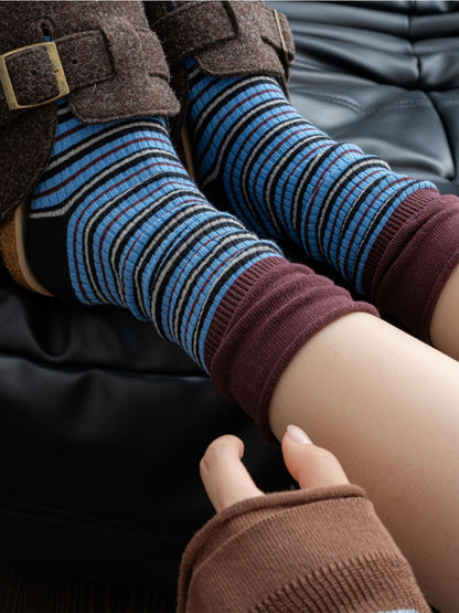 Rufia – Color-Block Retro Mid-Calf Socks
