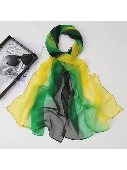 Scarvii - Gradient Color Block Sheer Scarf