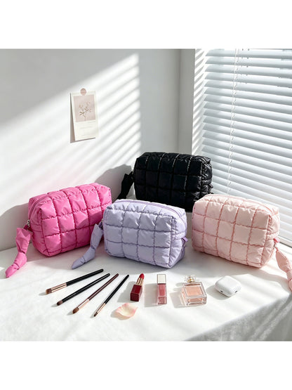 Cosbai - Quilted Grid Soft Cosmetic Organizer Bag