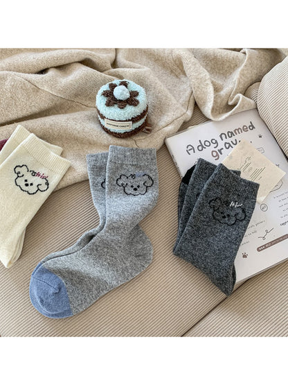 Rufia - Teddy Face Cozy Crew Socks