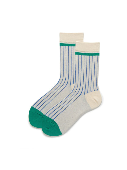 Rufia - Subtle Stripe Contrast Crew Socks