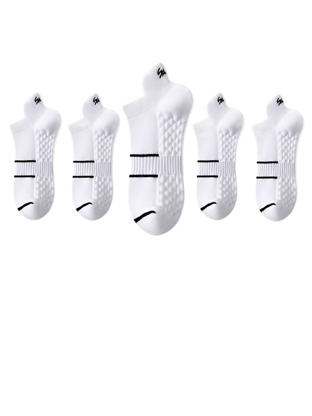Rufia low socks folded to show stripe detail and heel area