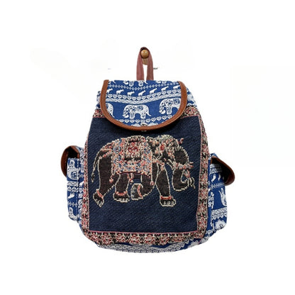 Cosbai - Vintage Elephant Embroidery Backpack - Practical & Unique