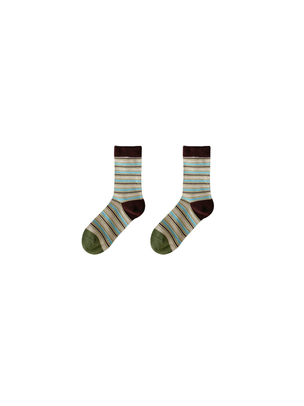 Rufia - Striped Ribbed Cuff Crew Socks