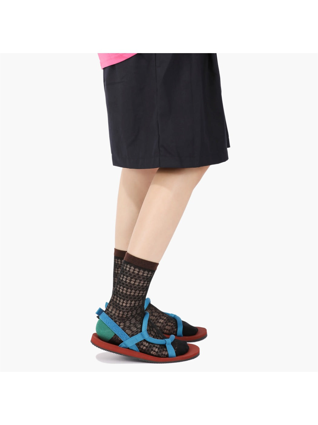 Rufia - Sheer Shell Mesh Colorblock Ankle Socks