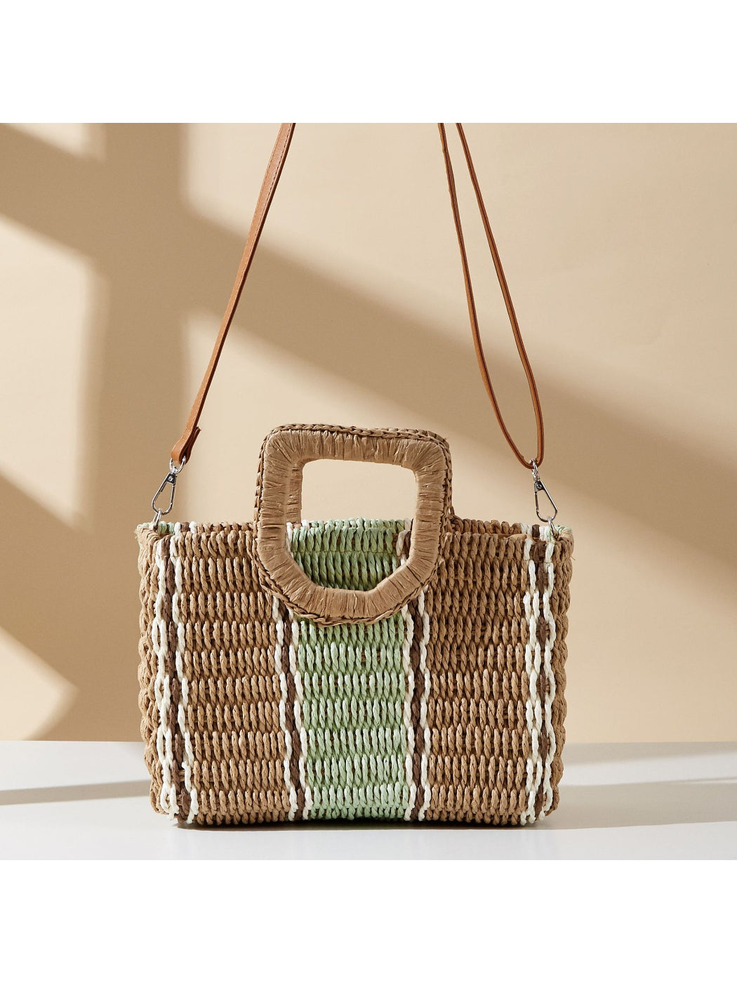 Cosbai Colorblock Straw Crossbody Bag product image