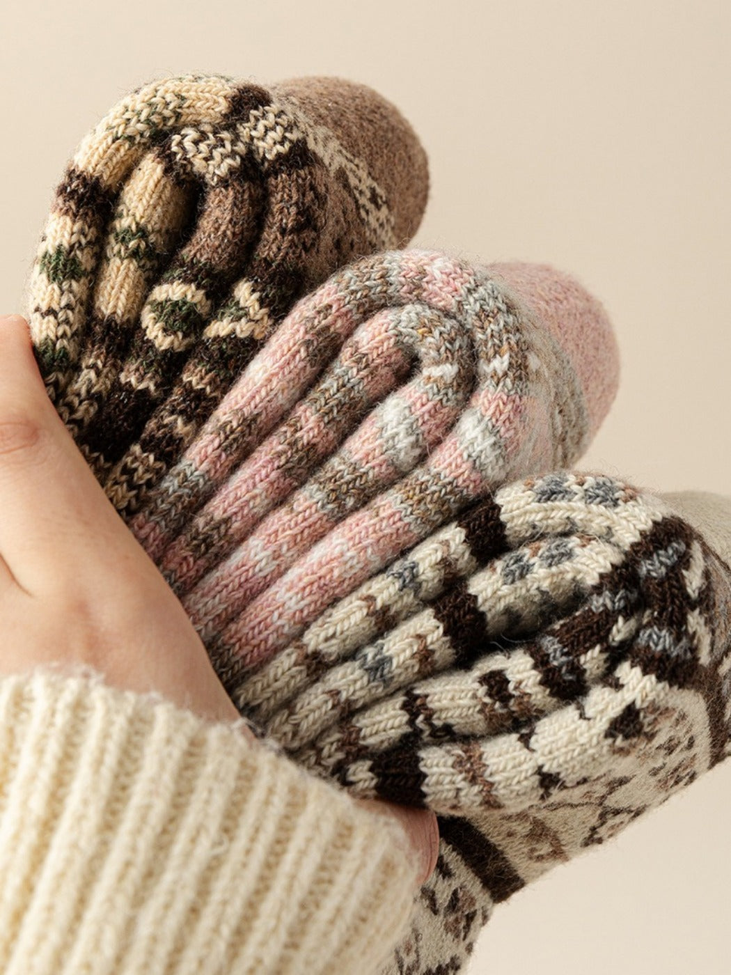 Rufia - Thick Bohemian Pattern Mid-Calf Socks - Soft & Warm