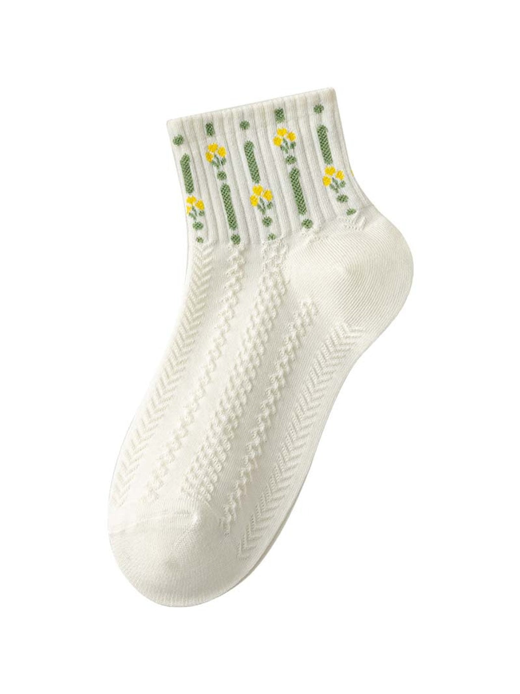 Rufia - Sweet Yellow Floral Pattern Ankle Socks