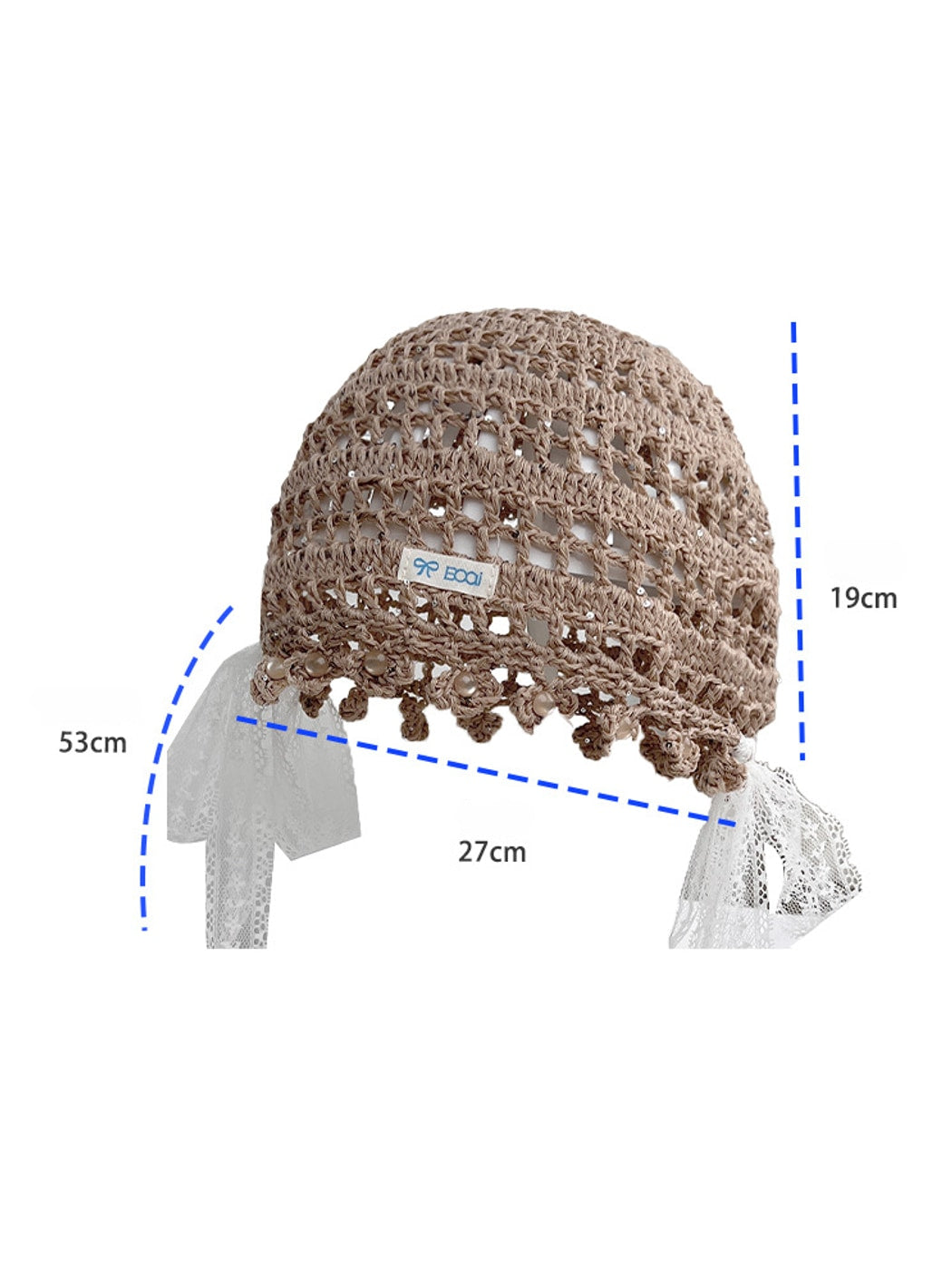 Haila - Bow Detail Hollow Knit Round Hat