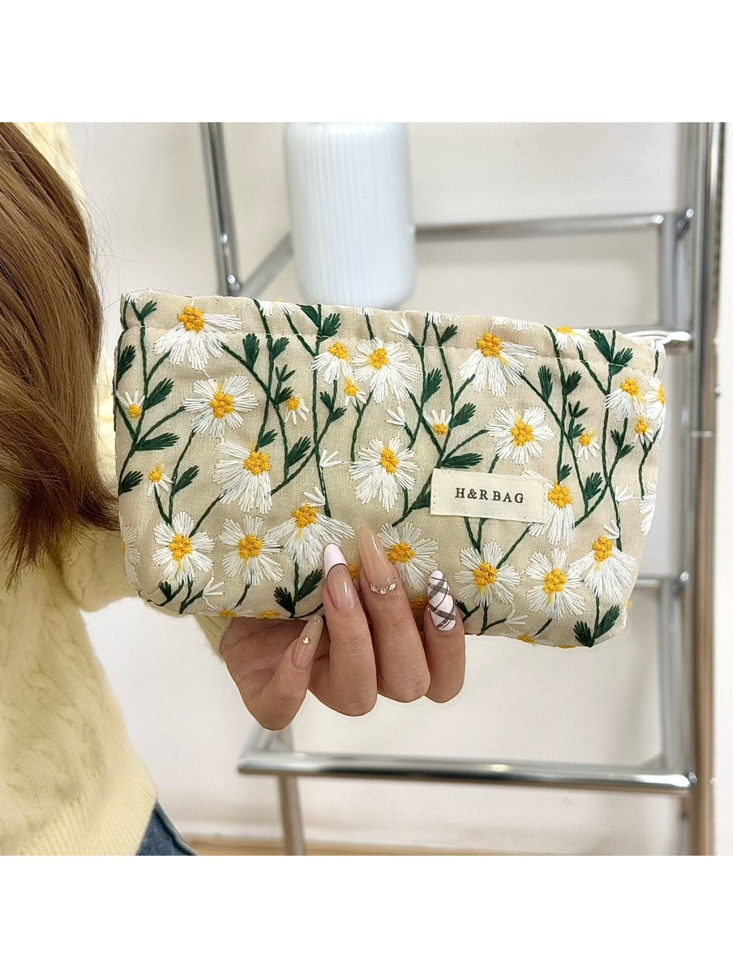 Cosbai - Daisy Pattern Makeup and Brush Storage Bag
