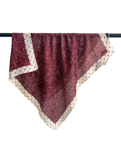 Scarvii - Floral Swirl Polka-Dot Border Square Scarf