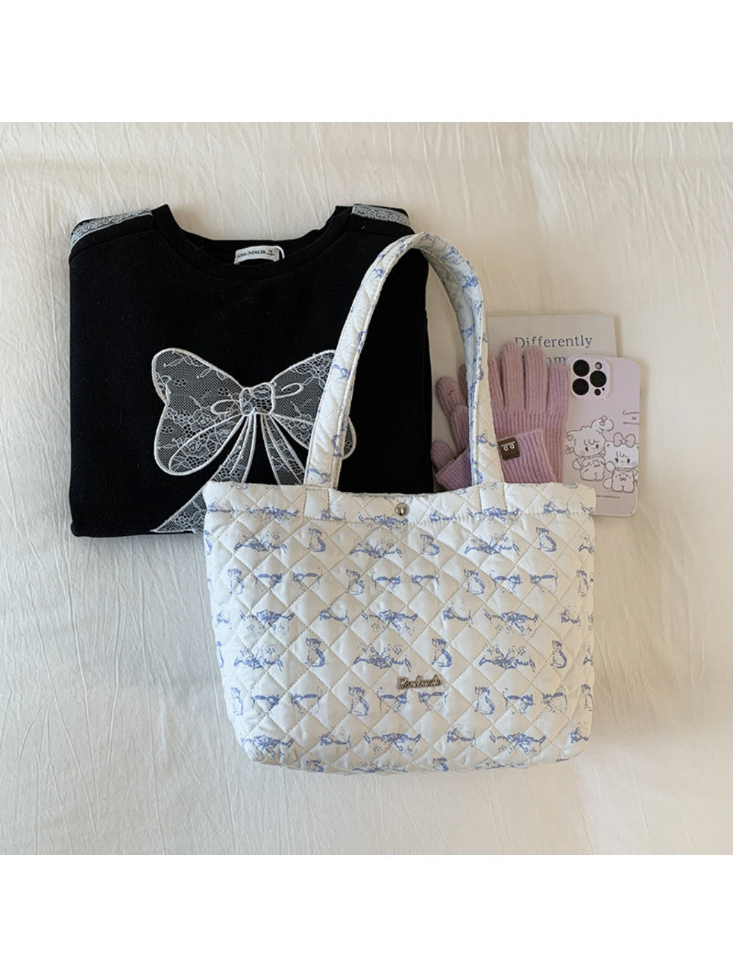 Cosbai - Tote Shoulder Bag with Cartoon Pattern